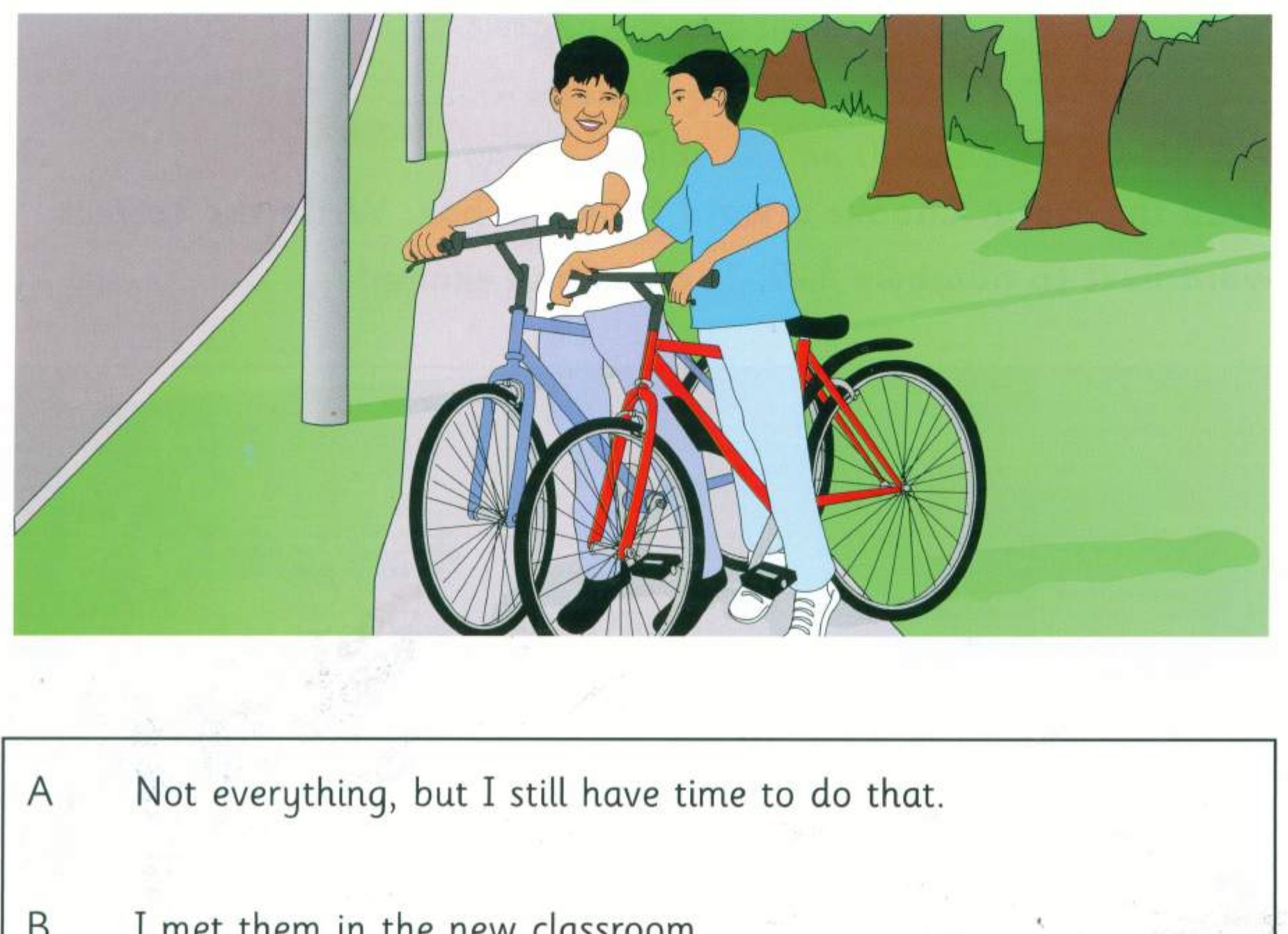 Two boys standing with their bicycles
