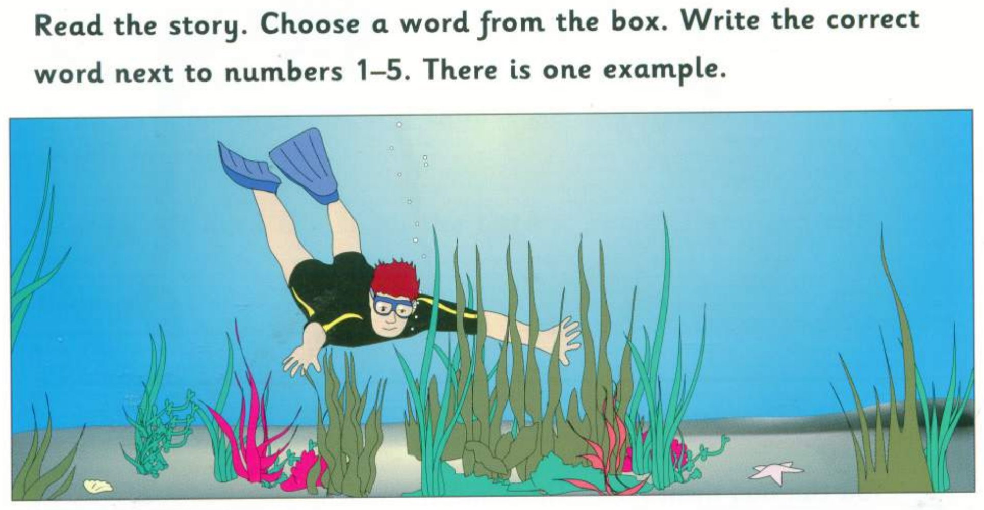 A boy swimming under the sea