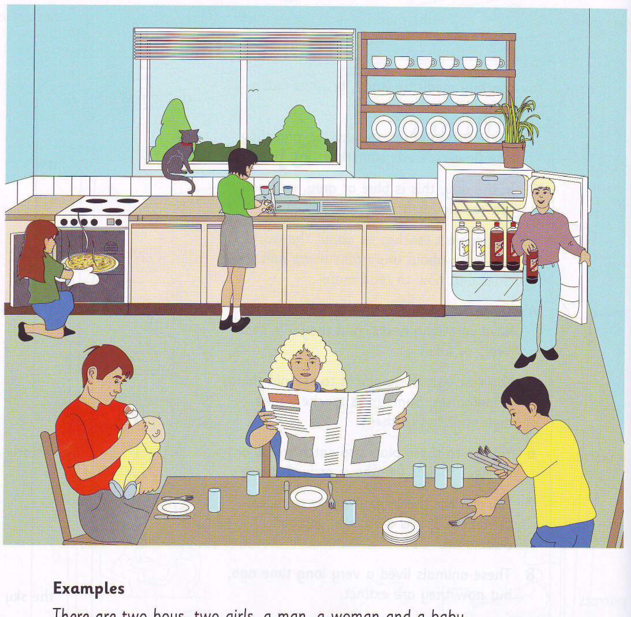 a busy kitchen with family members cooking