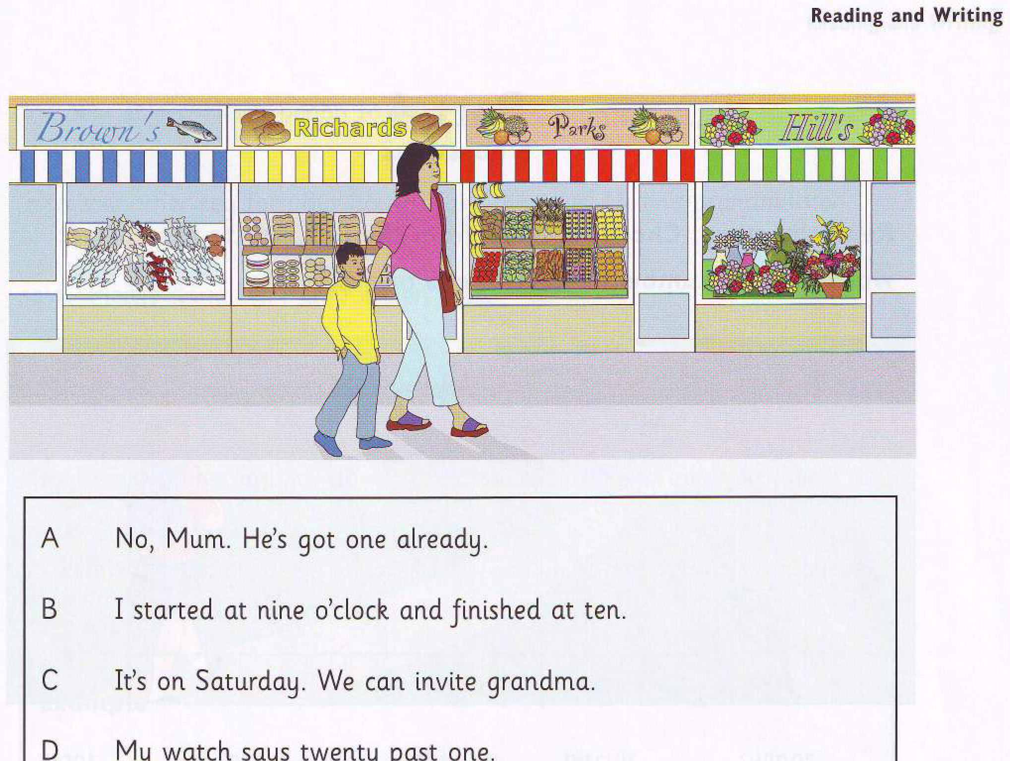 Harry and his mother on a shopping street