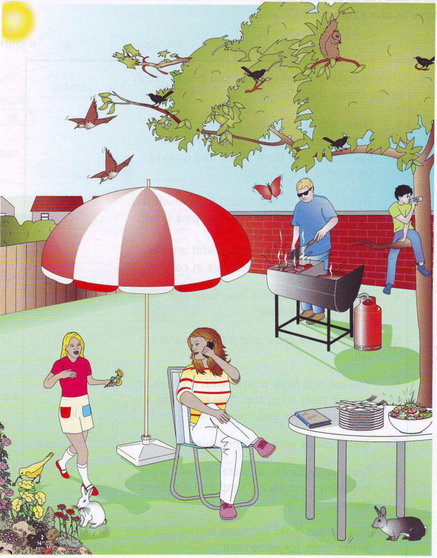 Part 2 scene: a family barbecue in a garden
