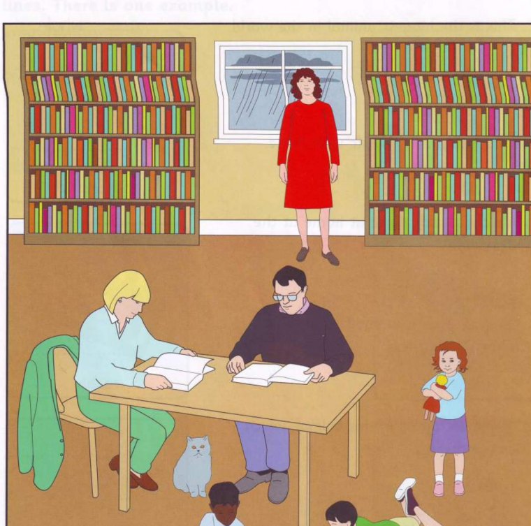 Part 2 scene: people in a library