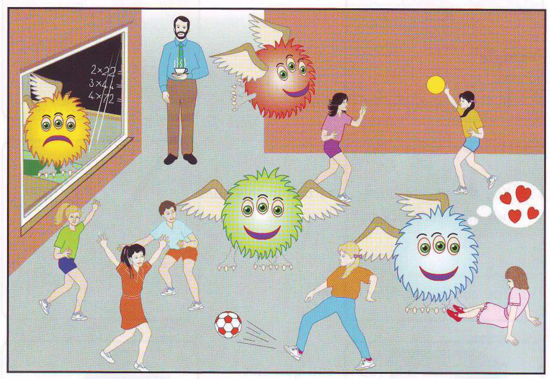 Part 2 scene: a classroom with monsters
