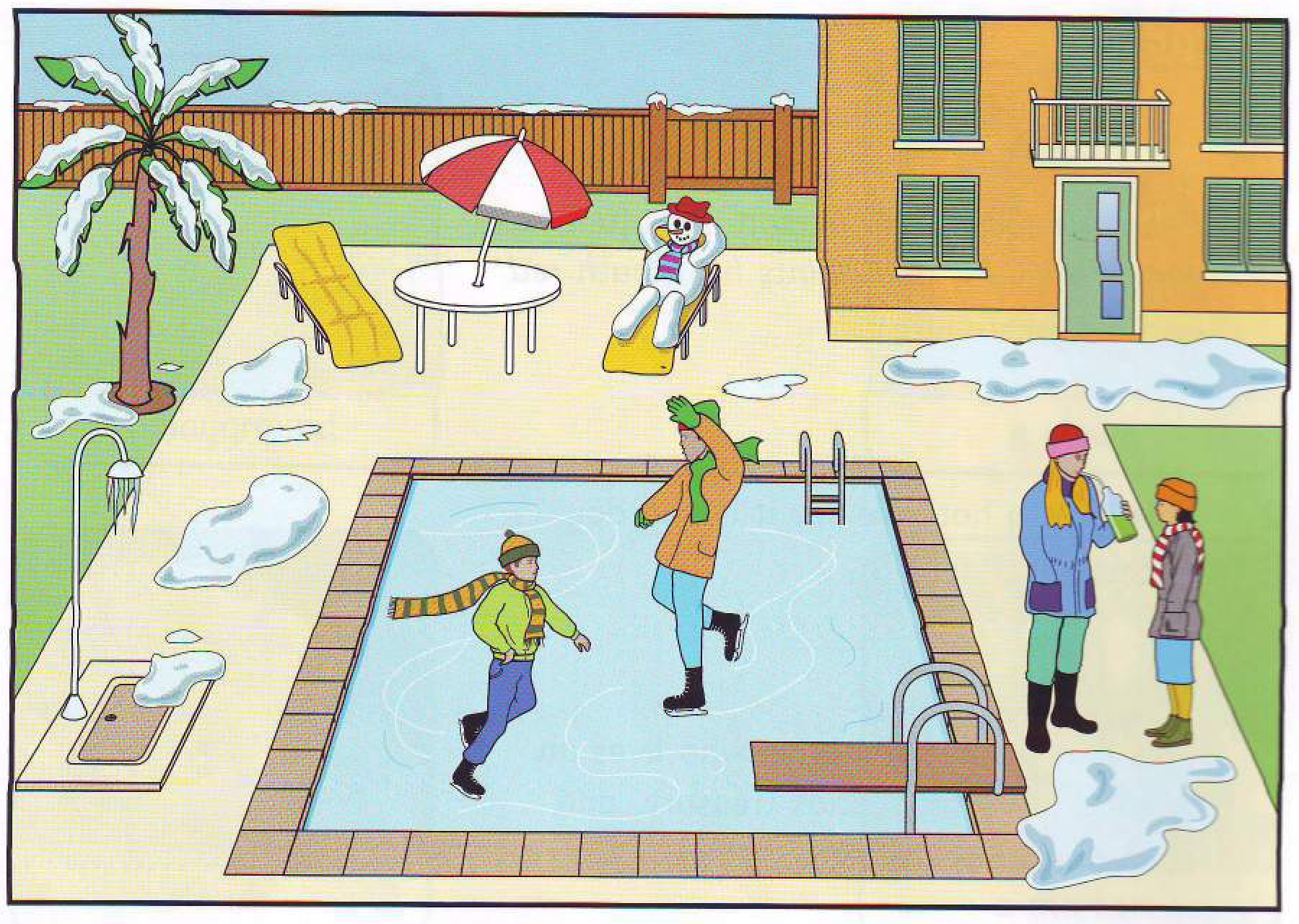 Part 2 scene: a snowy swimming pool