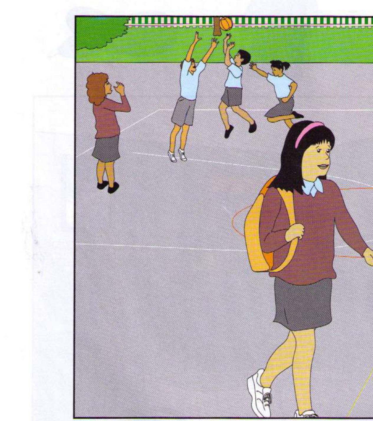 Part 2 scene — May walking on the school playground