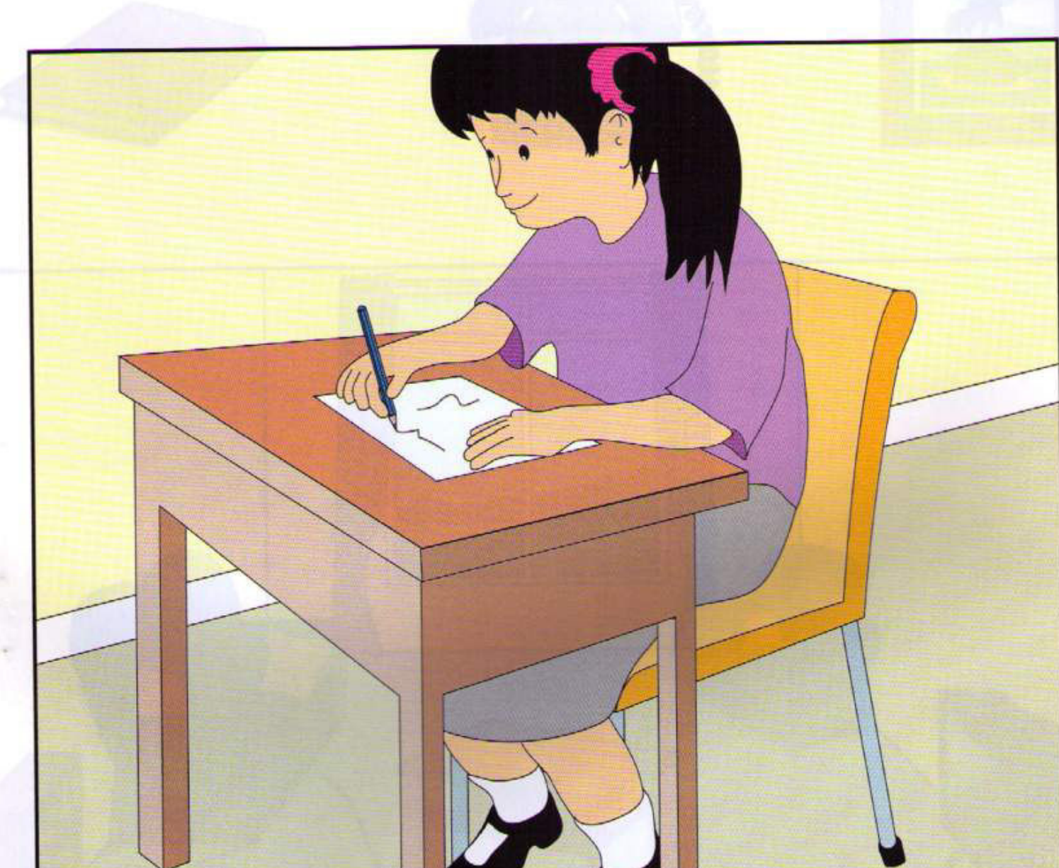Part 2 scene — A girl writing at her desk