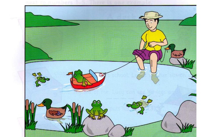 Part 2 scene: boy fishing by a pond