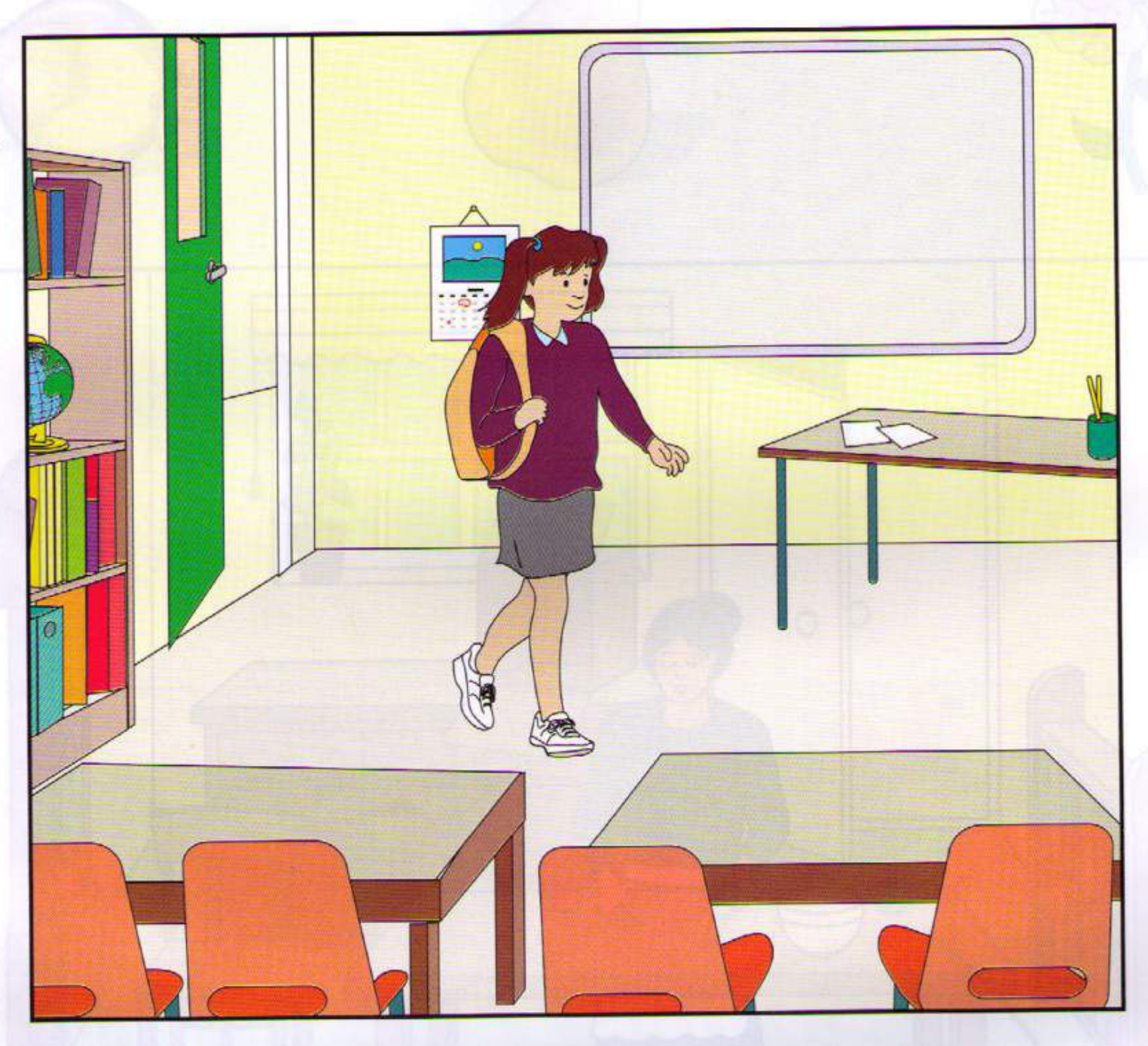 Part 2 scene — A girl by the whiteboard in class