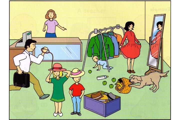 Part 2 scene: a shop with people