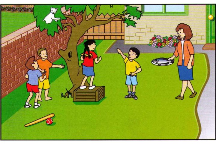Scene B: a girl standing on a box