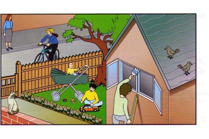 Part 2 scene: a garden, people painting