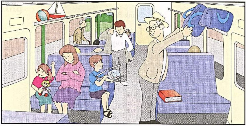 Train scene B: an old man standing