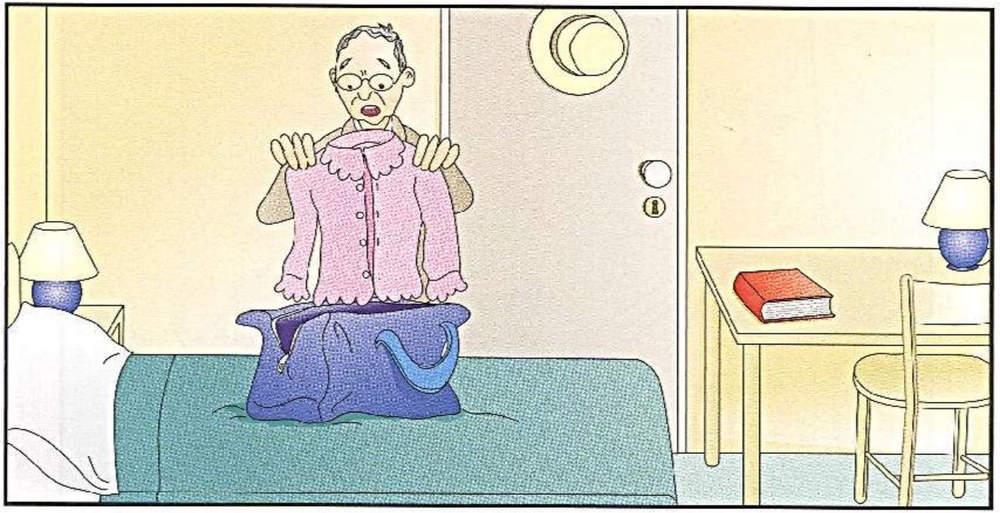 Room scene C: a man sitting on a bed
