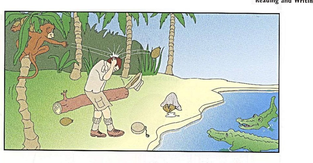Jungle beach scene B: monkey throwing