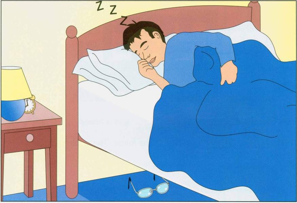 Bedroom scene A: a man sleeping in bed