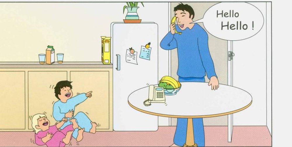 Kitchen scene C: a man on the phone