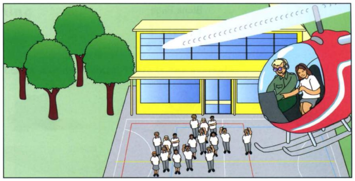 Part 5 scene B: someone waving from the helicopter