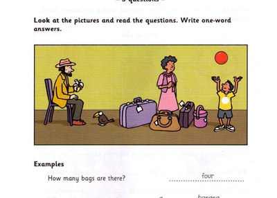 Airport scene: man, woman, boy with bags