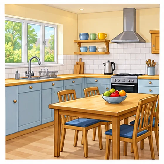 the kitchen
