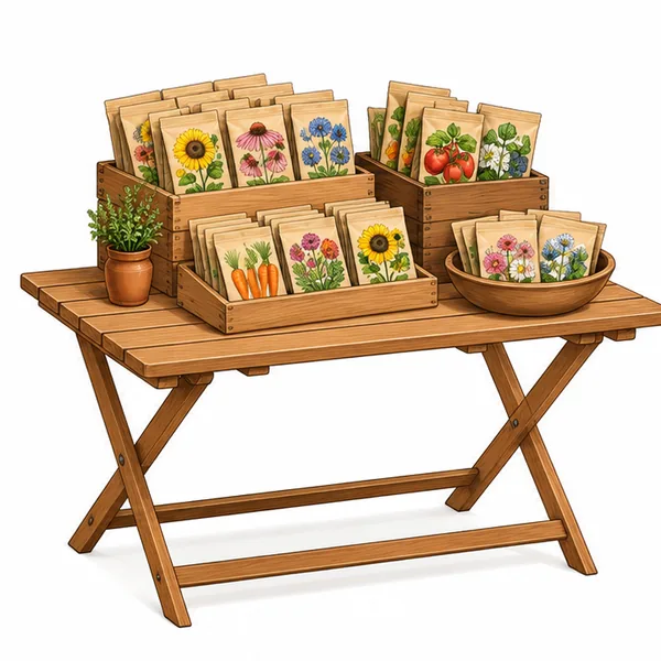 Folding display table illustration