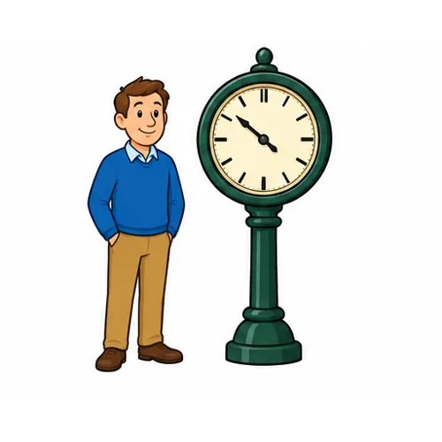 by the station clock