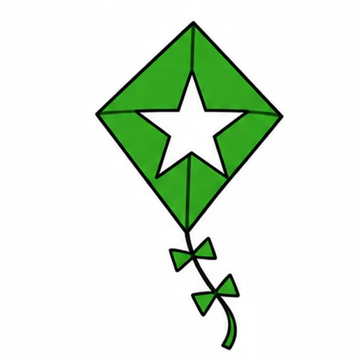 a green kite with a white star