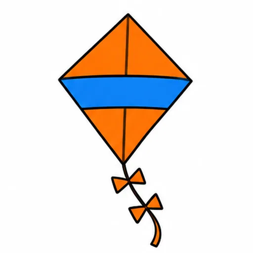 an orange kite with a blue stripe