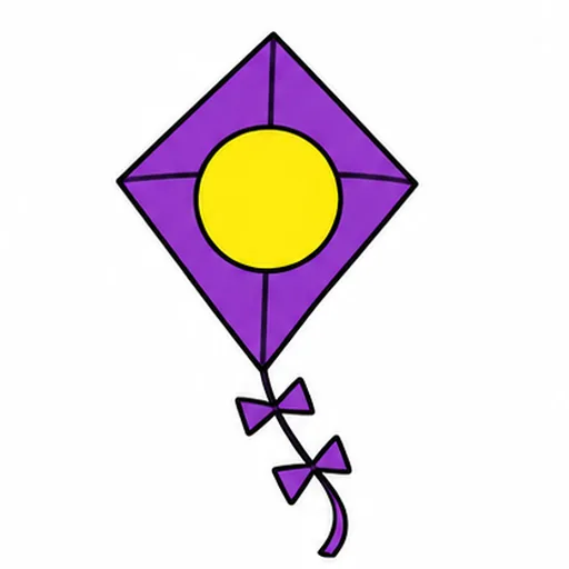 a purple kite with a yellow circle