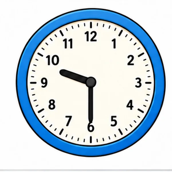 An analogue clock showing 9:30