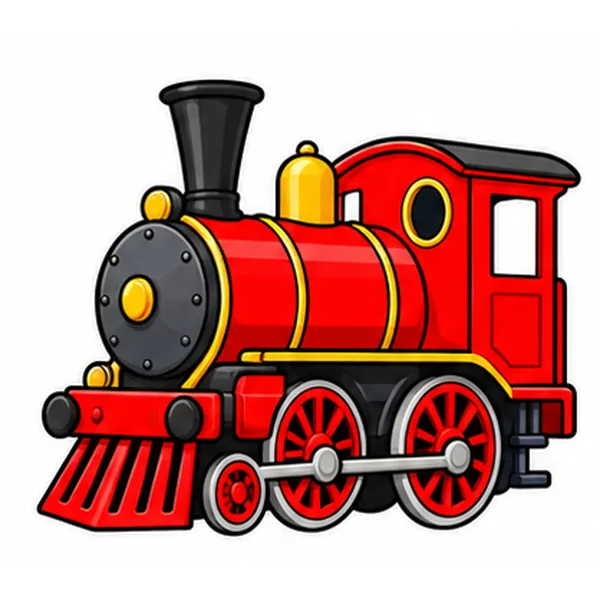 red engine with black funnel