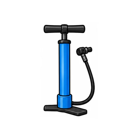 A blue bicycle pump