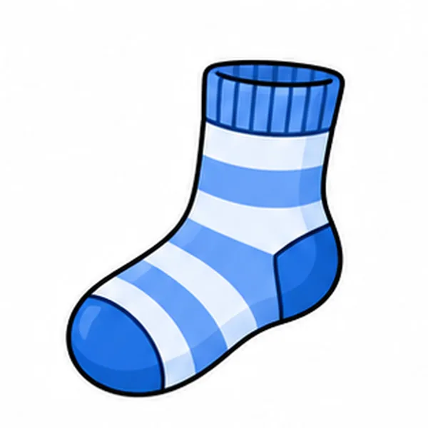A single blue-and-white striped sock